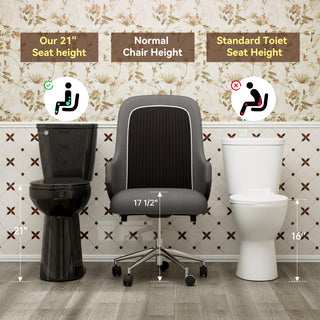 ELEMAZ 21" Extra Tall Toilet | ADA Height Toilet | Elongated Black Toilet