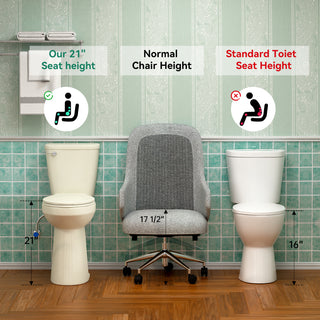ELEMAZ 21" Extra Tall Toilet | ADA Height Toilet | Elongated Bone Toilet