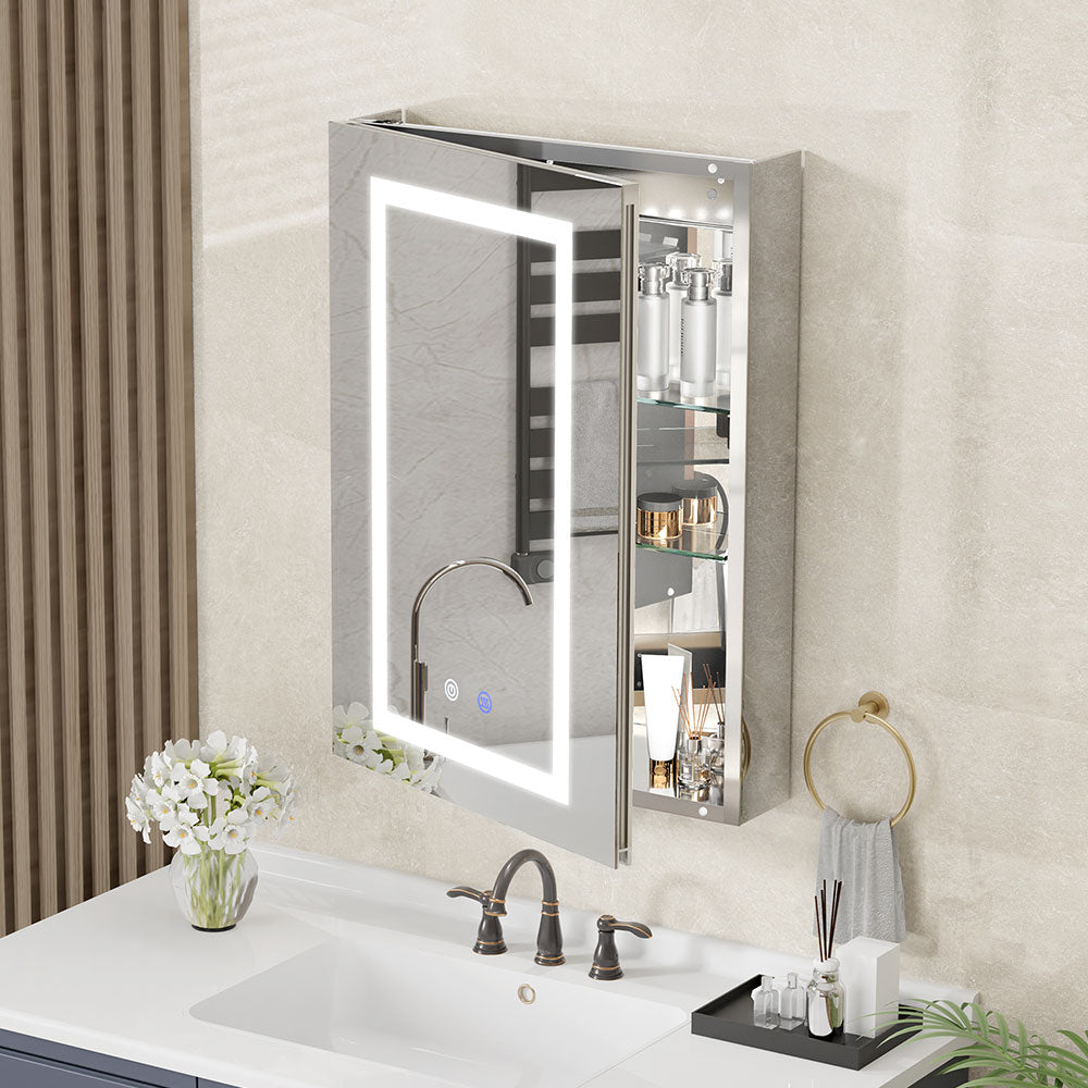 24 x 30 Lighted Medicine Cabinet | Defog Mirrors Recessed & Surface ...