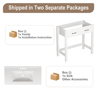 simple project 36 inch ada bathroom vanity shipped in 2 packages