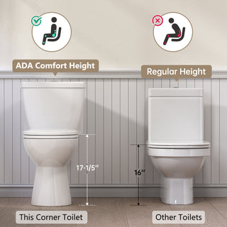 SKIFLEX 17.2" Corner Compact Toilet | Comfort Height