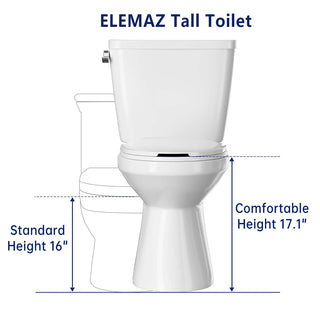 ELEMAZ Tall Toilet | 17.1" Comfort Height Strong Flush