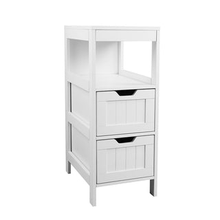 Sigsyl 12 Inch Bathroom Floor Storage Cabinet | 4 Shelves with 2 Adjustable Drawers