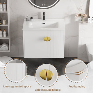 24 inch floating vanity with sink white