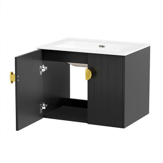 24 inch wall hung bathroom cabinet black