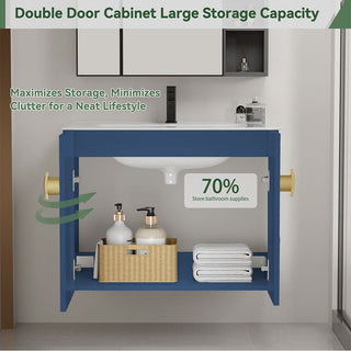 24 inch floating bathroom vanity blue