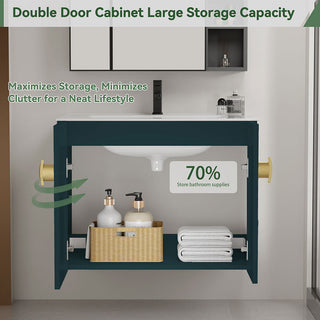 24 inch floating bathroom vanity green