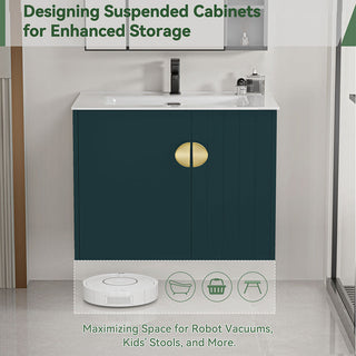 24 inch floating vanity with sink green