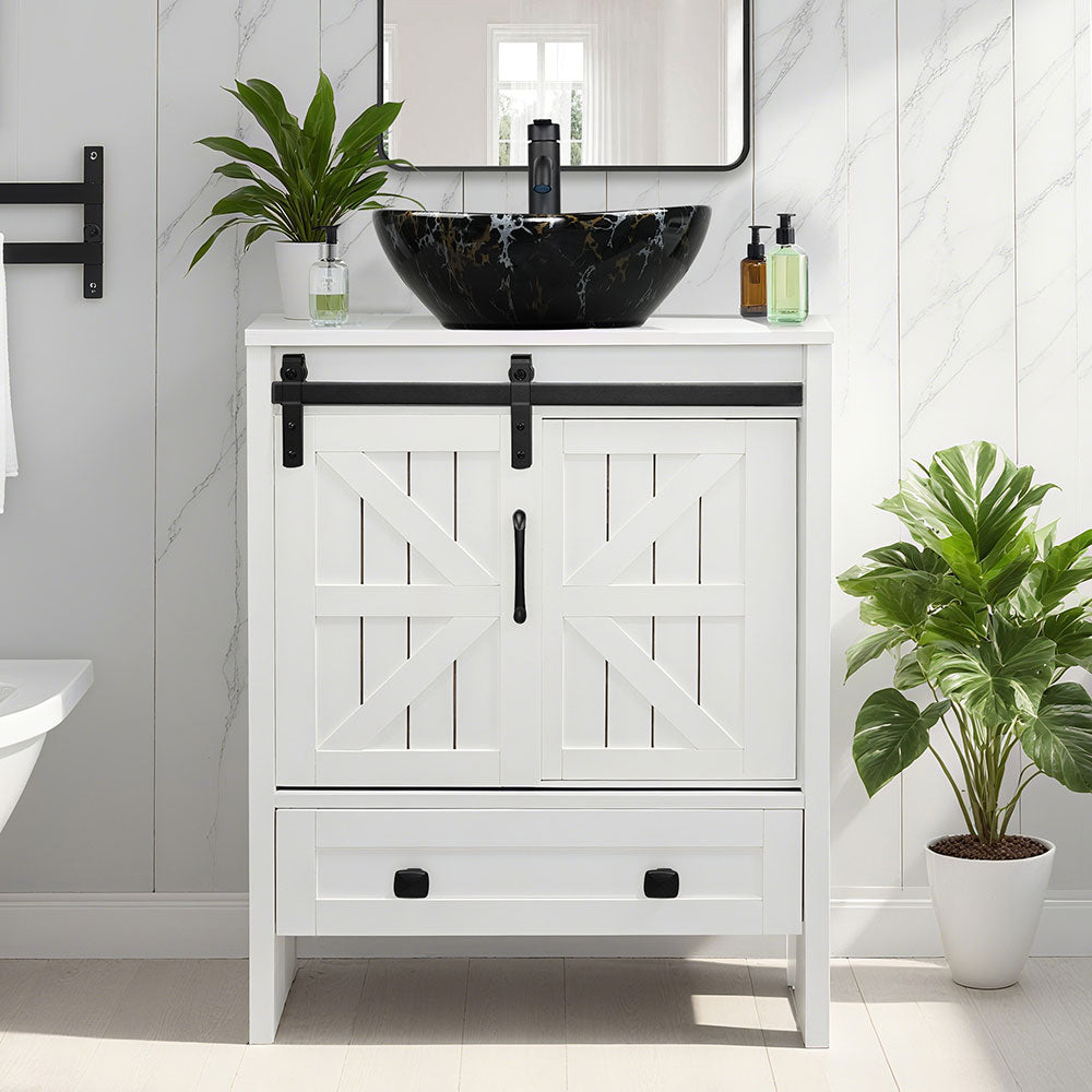 Sigsyl 24 inch Vessel Sink Vanity | with Faucet & Pop-up Drain