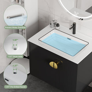 24 inch floating vanity with sink black