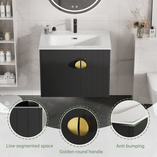 24 inch floating sink cabinet black