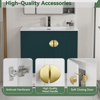 24 inch floating sink cabinet green