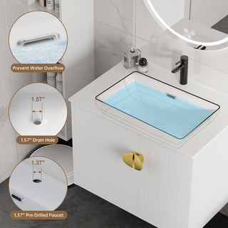24 inch floating sink cabinet white