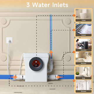 SNFLEX One-Piece Macerating Toilet | 5" Slim Tank Upflush Toilet System