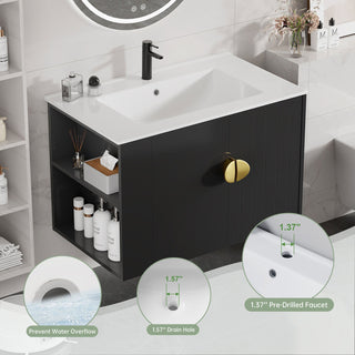 30 inch wall mounted bathroom vanity black
