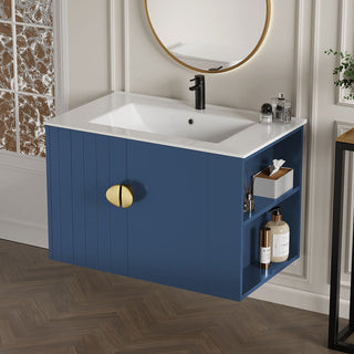 30 inch floating vanity blue