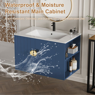 30 inch floating vanity with sink blue