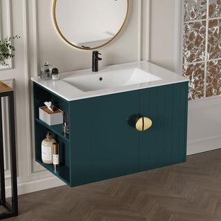 30 in floating vanity green