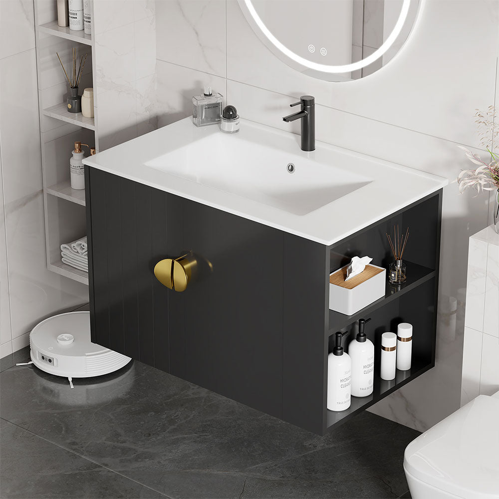 Sigsoul 30 Inch Floating Bathroom Vanity | Black