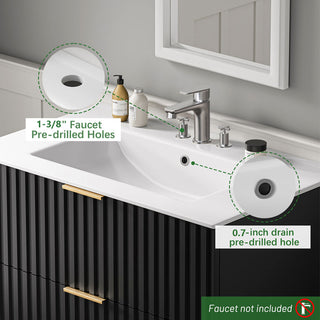 Sigsoul 30 Inch Floating Vanity | Black Modern Line Bathroom Cabinet