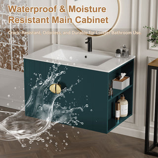 30 inch floating vanity with sink green