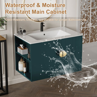 30 in floating vanity with sink green