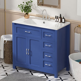 36 inch blue bathroom vanity