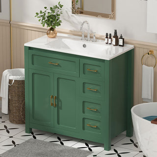 36 inch green bathroom vanity