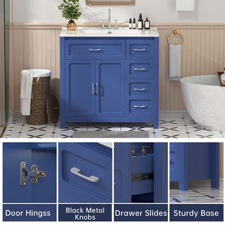 blue bathroom vanity with sink