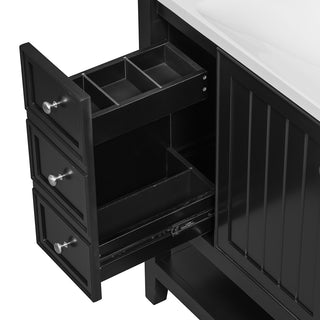 Sigsoul 36 Inch Bathroom Vanity Black | 3 Drawers 1 Door 1 Shelf