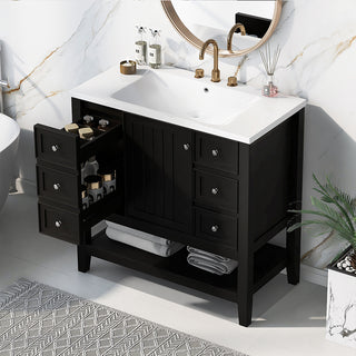 Sigsoul 36 Inch Bathroom Vanity Black | 3 Drawers 1 Door 1 Shelf