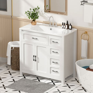 Sigsoul 36 Inch Bathroom Vanity | Cabinet with Single Basin Sink