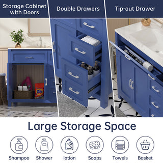 blue bathroom sink cabinet