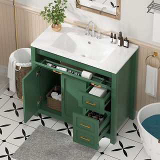 green bathroom vanity cabinet