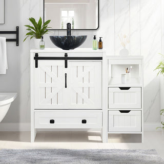 Sigsyl 36 Inch Vessel Sink Vanity | with Side Floor Cabinet, Faucet & Pop-up Drain