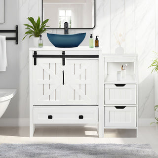 Sigsyl 36 Inch Vessel Sink Vanity | with Side Floor Cabinet, Faucet & Pop-up Drain