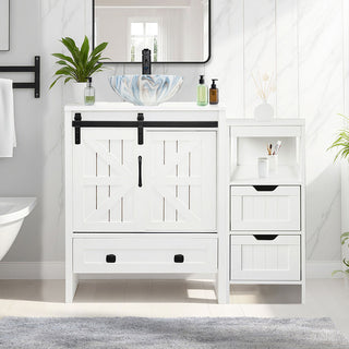 Sigsyl 36 Inch Vessel Sink Vanity | with Side Floor Cabinet, Faucet & Pop-up Drain