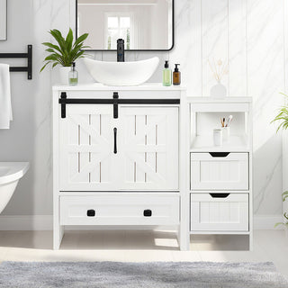 Sigsyl 36 Inch Vessel Sink Vanity | with Side Floor Cabinet, Faucet & Pop-up Drain