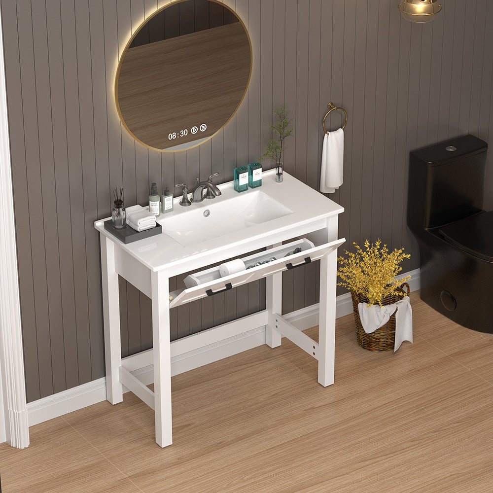 simple project 36 inch ada bathroom vanity with tip-out drawer