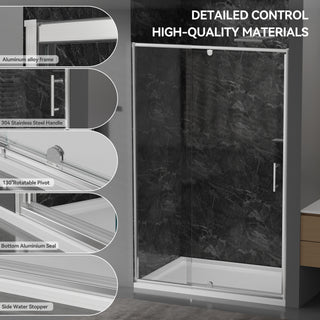 CALYZ Pivot Glass Shower Door 38-42"W x 71"H