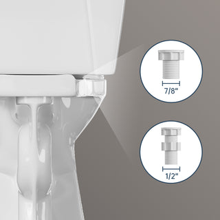 high toilet with both 7/8" and 1/2" connections for the fill valve