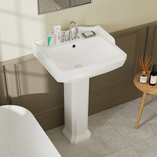 modern pedestal sink in the bathroom