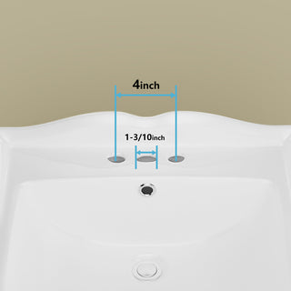 pedestal sink with 3 pre-drilled faucet holes at 4" centers