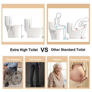 Simple Project ELEMAZ 21" Extra Tall Toilet | 5" Higher Seat | Round Bowl-for senior