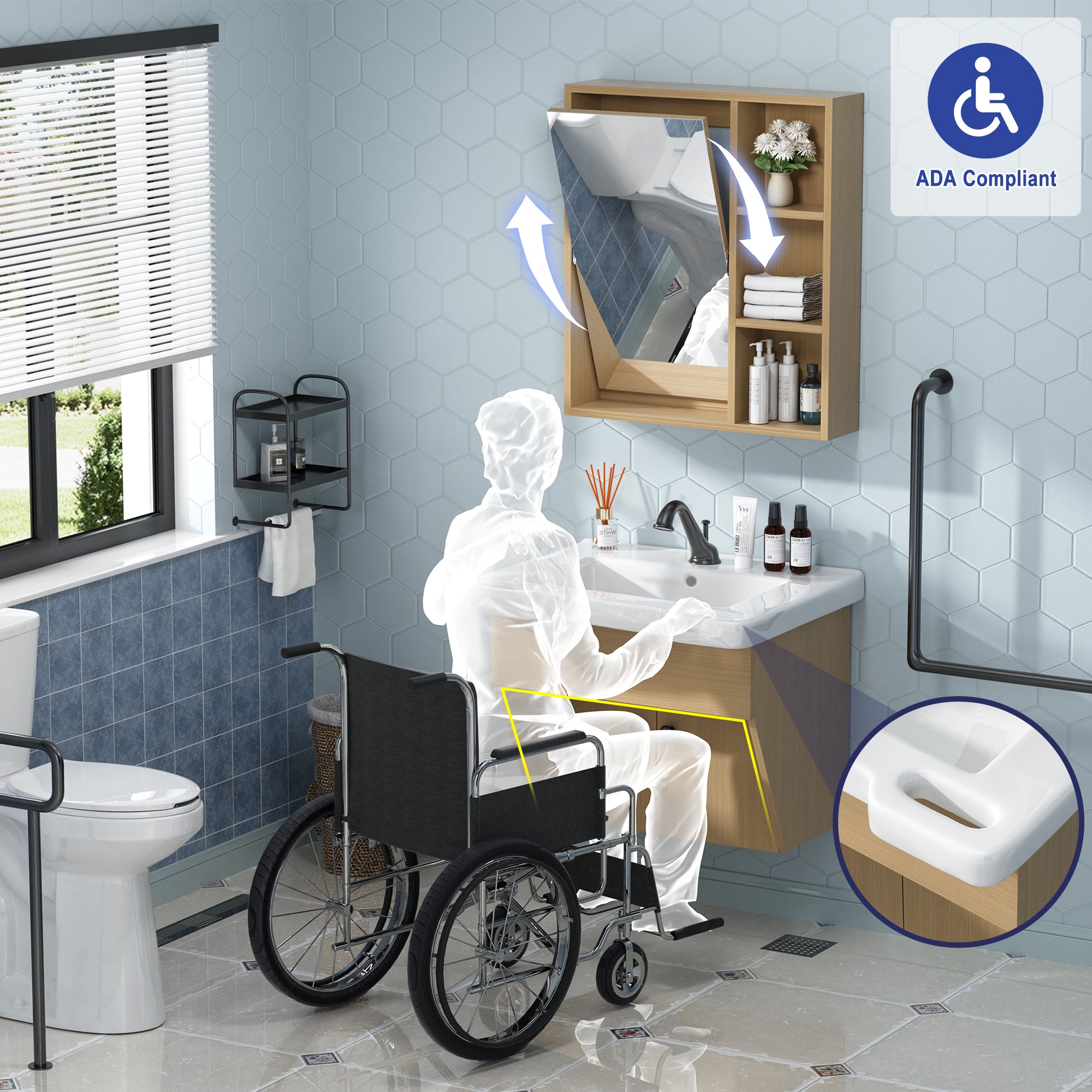 simple project ada bathroom vanity with sink and flexible mirror medicine cabinet set
