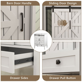 Sigsoul 24 Inch Farmhouse Bathroom Vanity White | Barn Door Single Hole Sink