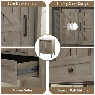 Sigsoul 24 Inch Farmhouse Bathroom Vanity Wood | Barn Door Single Hole Sink