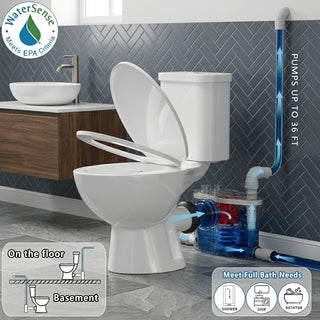 SNFLEX 750W Upflush Toilet System for Basement Bathrooms