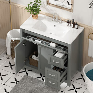 grey bathroom vanity with sink