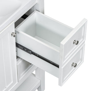 Sigsoul 36 Inch Bathroom Vanity White | 3 Drawers 1 Door 1 Shelf
